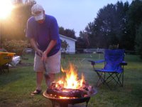 IMGP4501  Campfire and s'mores afterwards with the neighbors and their three sons.