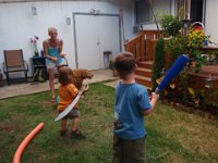 P9050004  Hitting a baseball with a sword? That's my friend, Liisa and her son Mikko-Dakota.