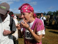 IMG 0864  Eating the last of Kathy's jelly beans. I was soooo hungry. We were on the course for an hour and 45 minutes I think, and the start was delayed for a long time. We had been up since before 5am. It's now around 10am.