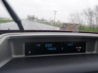 P4150078  Look at this temperature!!! Wind gusts up to 50mph! Hard, driving rain. Thankfully, we were blessed by zero traffic - no accidents even on the Turnpike.