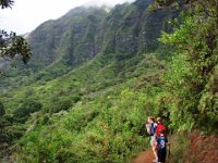2010-03-23MaunawiliDemoAndFalls (13)  Eventually we hike down one of the ridges to the left into Maunawili and visit the falls.