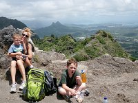IMGP3452  Here's the view - you can see three bays from here - Waimanalo, Kailua and Kaneohe. That pointy mountain in the middle is Olomana.