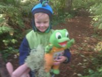 IMAG1027  Teaching Baby Tad about the color green while out on a hike.