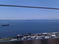 IMAG2032  And UP ON THE SPACE NEEDLE! What a beautiful day! One of about 30 clear enough to see the far-off mountains.