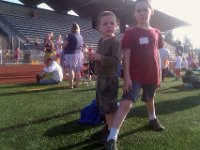 IMAG1935  While Daddy was at work on the beeeeg inspection, I decided to take the boys to the Monday night all-comers track meet. Little did I know how fired up they were to run races. ALL the races. We were there until dusk, which in the Pac NW is around 9pm.