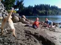 IMAG2209  A Labor Day tradition - a visit to a favorite tiny little beach to swim. The boys thought this dog was so funny, digging just like them!