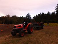 IMG 20121021 151750  A pirate (Karen) driving the tractor.