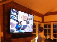 fun at home2  This is how Ben likes to watch TV. We indulge in lots of relaxation while at Gramma and Richard's - we all love it there!