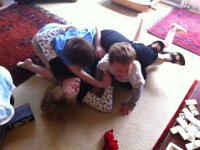 wrestling  Wrestling with mommy! I had both those boys trapped for a good long time!