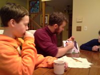 20150105 152528  At German Stammtisch with Nathan, our tutor. He is so wonderful with the kids! We went for a walk in the woods looking for animals and plants and puddles - all new vocabulary words.