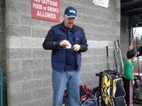 20150124 122308  Joel helping get sticks taped up and waxed for extra stickiness. Thank you, Joel!