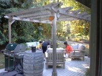 20150730 170854  Boys plaing a card game on the deck, eating shrimp I thawed. Nice setup, huh? Shrimp and cards?
