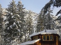 20151223 091140  Our cabin in the morning light. This is my phone lock screen. I miss the snow :(
