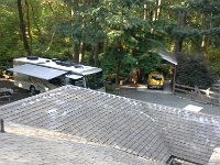 20160703 175902  I'm up on the roof checking on things with our handyman. Nice view from here. Kinda spooky. I don't know how Ingunn does it on her very high roof!